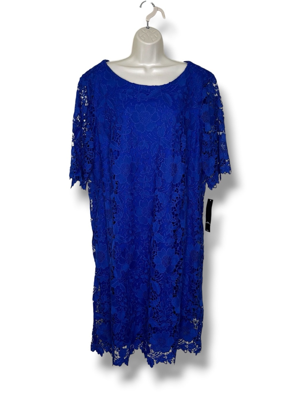 NWT R&K Cobalt Blue Floral Lace Shift Dress Short Sleeve Cocktail Wedding 22W